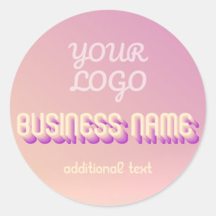 Adesivo Seu logotipo com cores do pôr do sol e nome retrô-