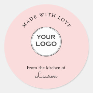 Adesivo Seu logotipo 'Feito com amor' rosa