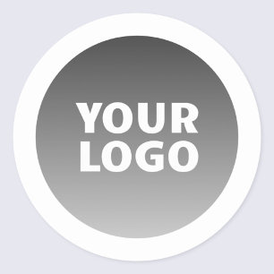 Adesivo Seu Logotipo & Moderno Branco com Borda Ombre Cinz