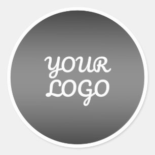 Adesivo Seu Logotipo & Moderno Branco com Borda Ombre Cinz