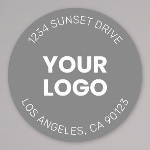 Adesivo Seu Logotipo   Moderno Simples Cinza e Branco