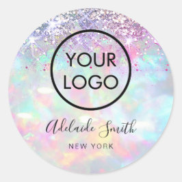 Adesivo seu logotipo no faux glitter opal