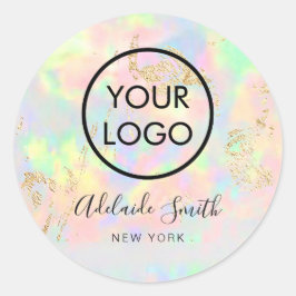 Adesivo seu logotipo no opal iridescente sujo