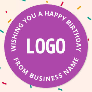 Adesivo Seu Logotipo & Texto Personalizado Feliz Anivers