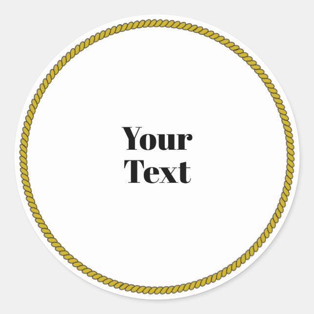 Adesivo Seu modelo de texto, círculo branco, texto preto, (Frente)