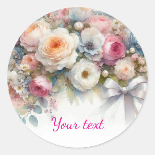 Adesivo Seu Modelo Floral de Aquarela com Texto Personaliz