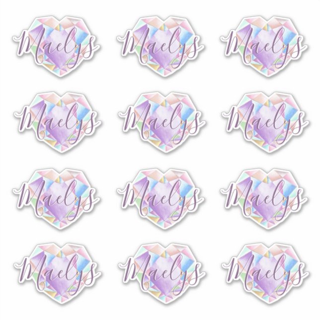 Adesivo Seu nome aqui é Pastel Rainbow Heart Diamond (Frente)