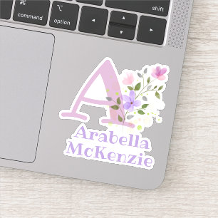 Adesivo Seu nome com Floral Design