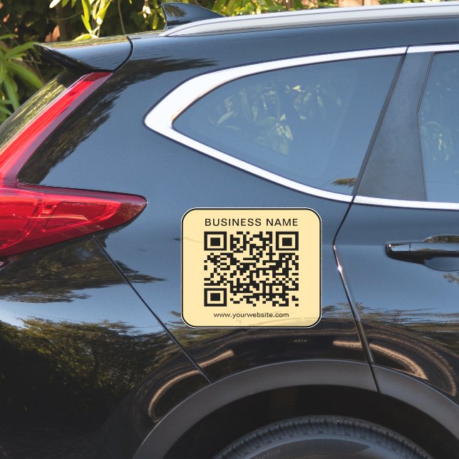 Adesivo Seu Nome Comercial Url QR Code Grande Preto e Dour (Lado do carro)