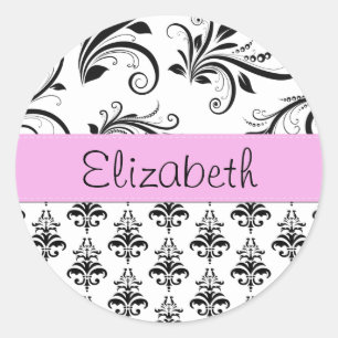 Adesivo Seu Nome - Damask, Ornaments, Swirls - Black