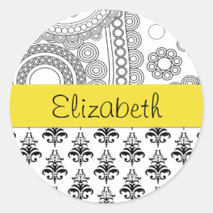 Adesivo Seu Nome - Damask, Ornaments, Swirls - Black