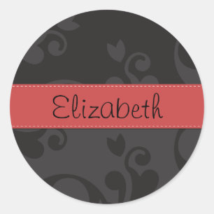 Adesivo Seu Nome - Damask, Ornaments, Swirls - Cinza Black