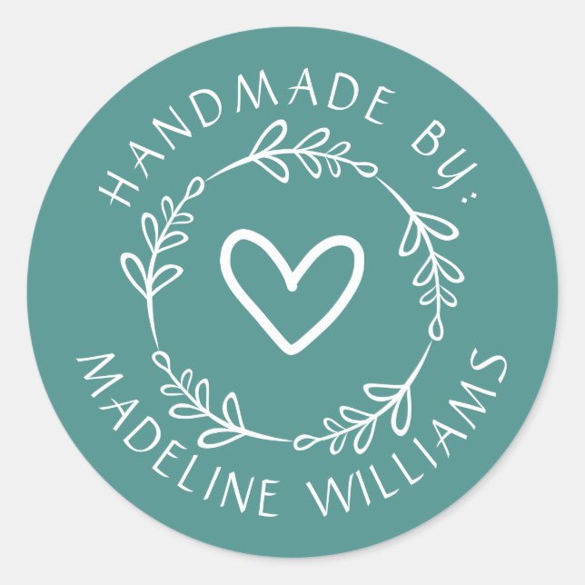 Adesivo Seu nome | Fabricado manualmente por (Frente)