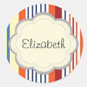 Adesivo Seu Nome - Listras, Linhas Paralelas - Azul Amarel