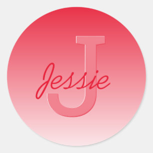 Adesivo Seu Nome Personalizável Vermelho Ombre & Monograma