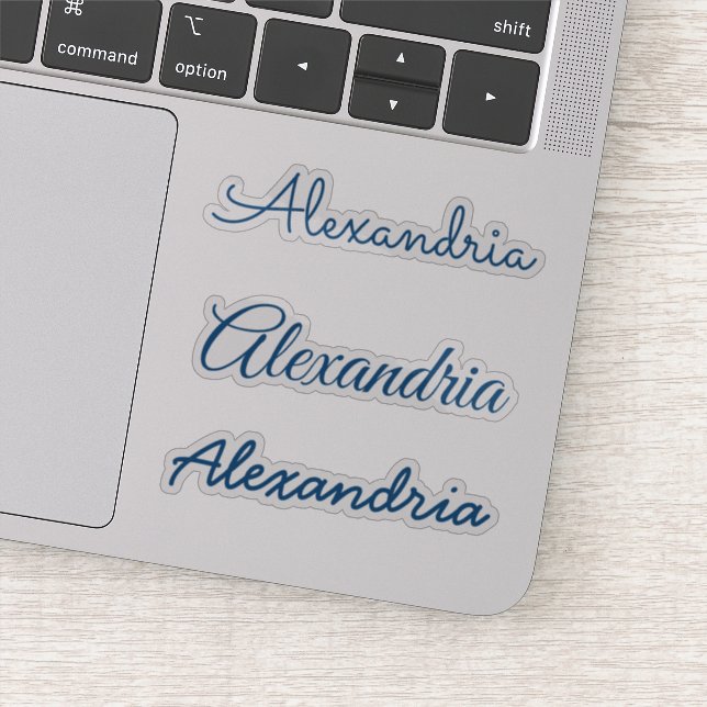 Adesivo Seu nome Versões de Script Manuscrito Azul (Detalhe)