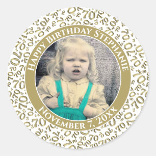 Adesivo Seu número de aniversário de 70 de foto   Dourado/