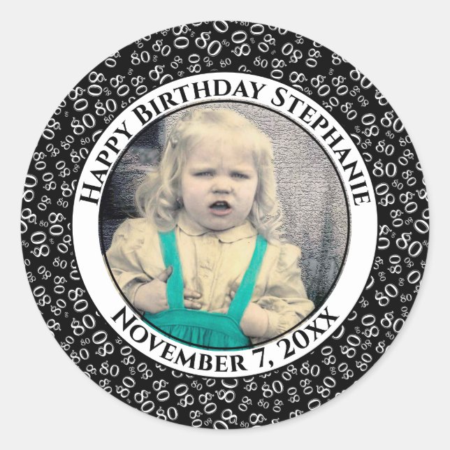 Adesivo Seu Padrão de Número Aleatório de 80 de Fotografia (Frente)