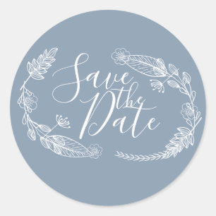 Adesivo Seu tema colorido Azul empoeirado Salve a data