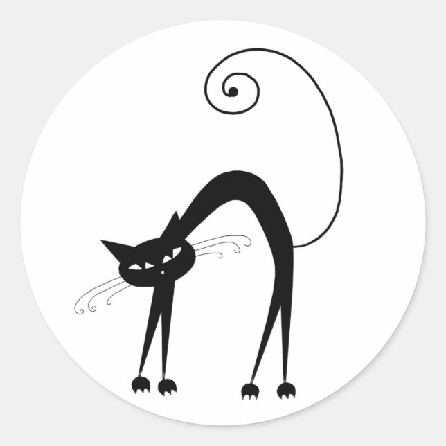 Adesivo Seu Texto - Caractere de Gato Preto - Pose 2 (Frente)