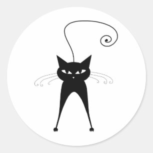 Adesivo Seu Texto - Caractere de Gato Preto - Pose 5