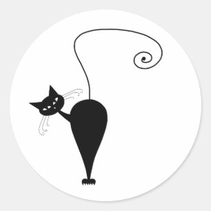 Adesivo Seu Texto - Caractere de Gato Preto - Pose 6