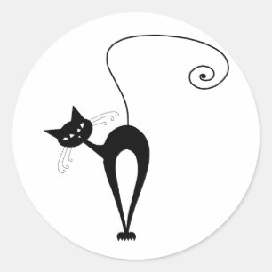 Adesivo Seu Texto - Caractere de Gato Preto Pose 8 Poster