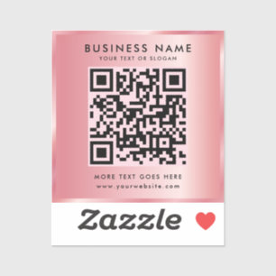 Adesivo Seu texto personalizado Código QR Logotipo Rosa Mo