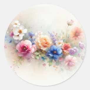 Adesivo Seu Texto Personalizado Elegantes Flores Aquarela 