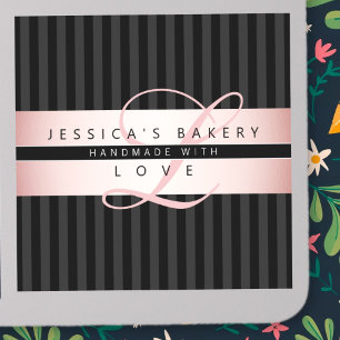 Adesivo Seu Texto Personalizado   Rosa preto Dourado com C