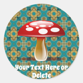 Adesivo Seu Texto Retroativo Verde Teal E Cogumelo Vermelh