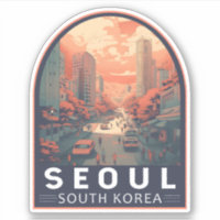 Seul Coreia do Sul Ilustração Crachá de Art Vintag