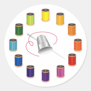 Adesivo Sewing, dedal, agulha e linha