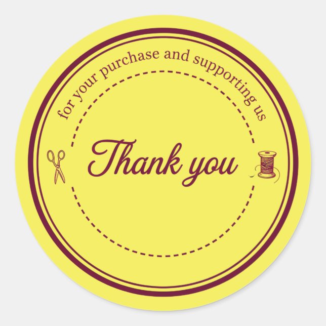 Adesivo Sewing Icons Thank You Business Sticker (Frente)