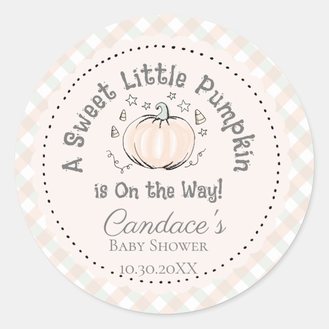 Adesivo Sexo Laranja Neutro Pequeno Chá de fraldas de Abób (Frente)