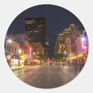 Adesivo Sexta Rua Em Dusk No Centro Austin, Texas