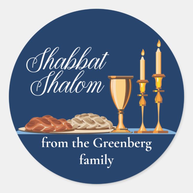 Adesivo Shabbat Shalom Janto de Sabão Azul Personalizado (Frente)