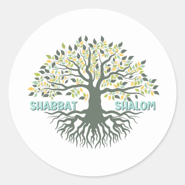 Adesivo Shabbat Shalom Tree of Life Ez Hachaim Jewish (Frente)