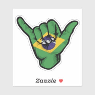 Adesivo Shaka Hand Brazil Flag Boas Vibes Sticker