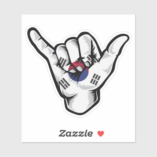 Adesivo Shaka Hand Korea Flag Good Vibes Sticker (Folha)