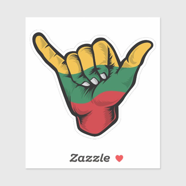 Adesivo Shaka Hand Lituânia Flag Good Vibs Sticker (Folha)