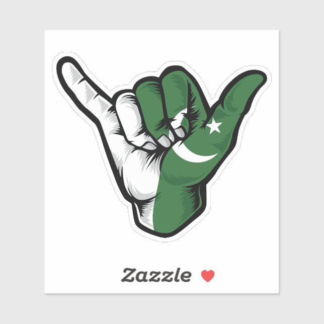 Adesivo Shaka Hand Pakistan Flag Good Vibs Sticker (Folha)