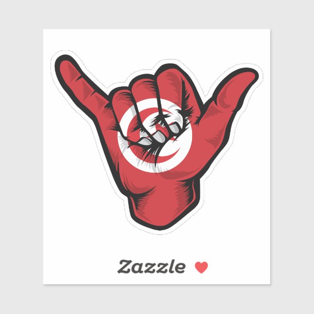 Adesivo Shaka Hand Tunisiano Flag Good Vibes Sticker (Folha)