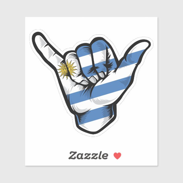 Adesivo Shaka Hand Uruguay Flag Good Vibs Sticker (Folha)