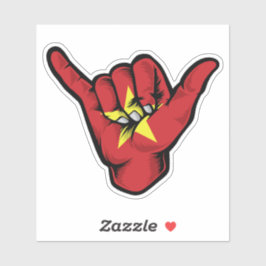 Adesivo Shaka Hand Vietnam Flag Good Vibs Sticker