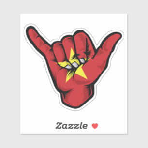 Adesivo Shaka Hand Vietnam Flag Good Vibs Sticker