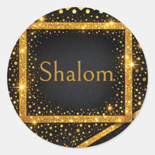 Adesivo Shalom, Glitter Arte Pontos Pretos Dourados, Listr