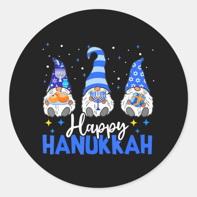 Adesivo Shalom Gnomos Menorah Dreidel Hanukkah Chanukah (Frente)