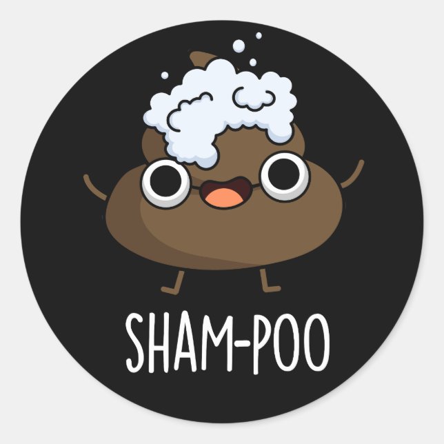 Adesivo Sham-Poo Engraçado Com Shampoo Pun Dark BG (Frente)