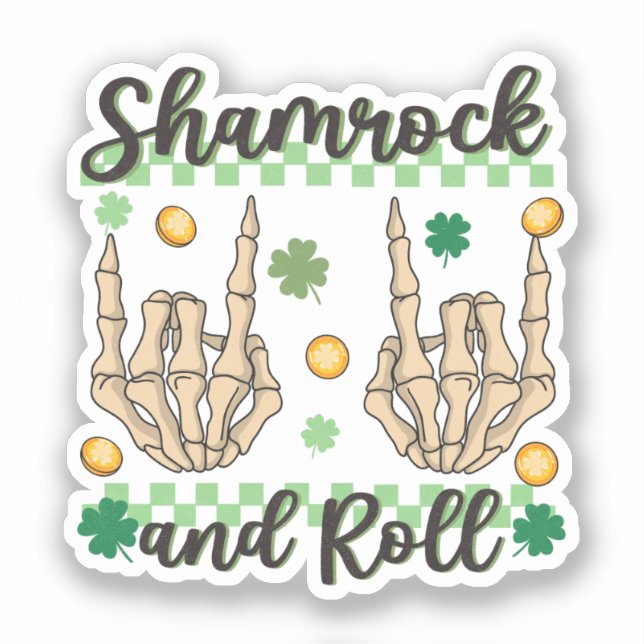 Adesivo Shamrock and Roll Hand Skeleton (Frente)